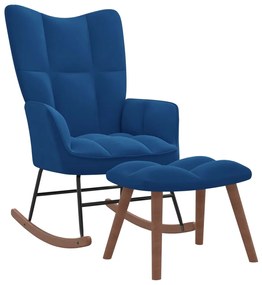 328160 vidaXL Cadeira de baloiço com banco veludo azul
