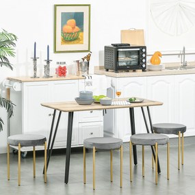 Mesa de jantar de design industrial com tampo grande (CADEIRAS NÃO INCLUÍDAS), 120 x 60 x 75 cm, pés de metal preto em forma de agulha, MDF com acabam