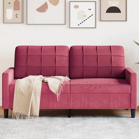 vidaXL Sofá de 2 lugares veludo 140 cm vermelho tinto