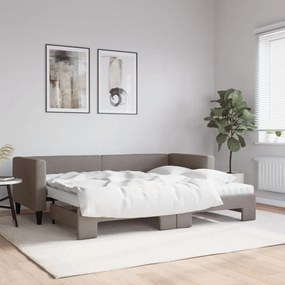Sofá-cama c/ gavetão/colchões 80x200cm tecido cinza-acastanhado