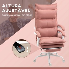 Cadeira de Escritório com 6 Pontos de Massagem e 5 Modos Reclinável com Função de Aquecimento 66x74x114-121,5 cm Rosa