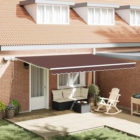 vidaXL Toldo retrátil manual com luzes LED 450x300 cm castanho