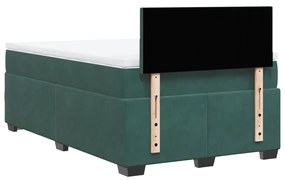 Cama boxspring com colchão 120x200 cm veludo verde-escuro