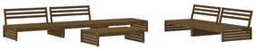 6pcs conj. lounge jardim+almofadões madeira maciça castanho-mel