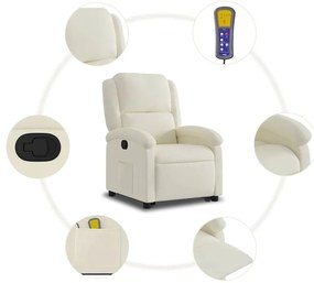Poltrona elevatória de massagens veludo cor creme