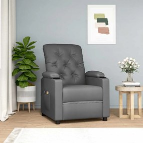 Poltrona de massagens elevatória couro artificial cinzento