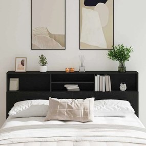vidaXL Cabeceira com Armário Carvalho preto 200 x 19 x 103.5 cm