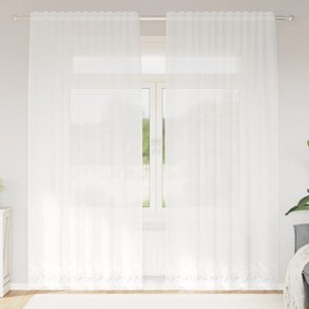 vidaXL Cortina de Renda com cortinas Branco 150 x 220 cm Poliéster