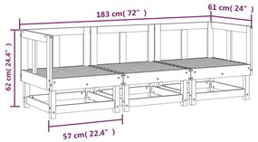 3 pcs conjunto lounge de jardim madeira de douglas maciça