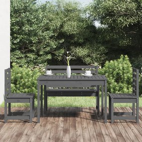 vidaXL 4 pcs conj. jantar p/ jardim madeira de pinho maciça cinzento