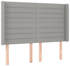 Cama box spring c/ colchão e LED 140x190 cm tecido cinza-claro