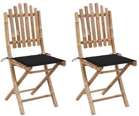 vidaXL Cadeiras de jardim dobráveis c/ almofadões 2 pcs bambu