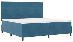 Cama Box com Colchão e LED Azul Escuro 200x200 cm Veludo
