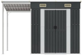 Abrigo de jardim com alpendre 277x107x181 cm aço antracite