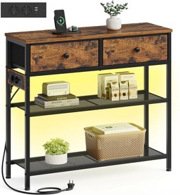 Mesa consola com 3 gavetas 76,7 x 30 x 78,7 cm castanho vintage