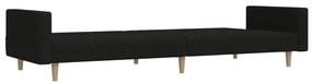 Sofá-cama de 2 lugares tecido preto