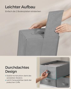 Conjunto de 6 organizadores para roupeiro, 42 x 30 x 17 cm, Cinzentos