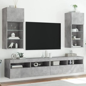 Móveis de TV com luzes LED 2 pcs 40,5x30x90 cm cinzento cimento