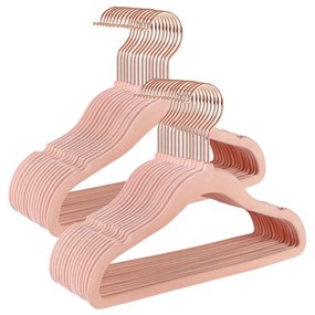 Cabides para bebês SONGMICS, pacote com 30 cabides de veludo para crianças com ganchos em ouro rosa, cabides antiderrapantes para roupas infantis no armário, casacos de bebê ou infantil, rosa claro CRF027P30