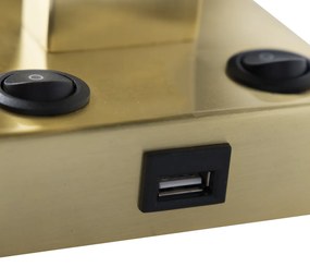 LED Candeeiro de parede inteligente dourado com USB e abajur preto incluindo WiFi A60 - Brescia Moderno