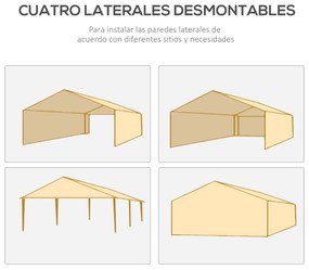 Outsunny Tenda para Festas 6x3 Tenda de Jardim com 2 Portas 4 Paredes Laterais Removíveis e 4 Janelas para Exterior Eventos Casamentos Branco