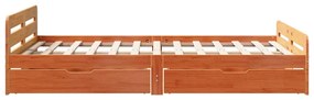Cama sem colchão 120x190 cm madeira pinho maciça castanho-mel
