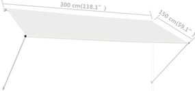Toldo retrátil 300x150 cm creme