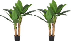 HOMCOM Conjunto de 2 Plantas Artificiais Ø17x120 cm Bananeiras Atificiais com Vaso e 15 Folhas Plantas Artificiais Decorativas Verde | Aosom Portugal