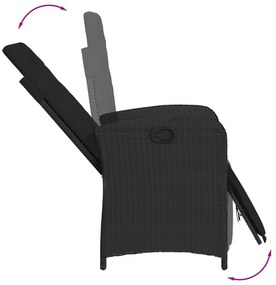 3 pcs conjunto de bistrô com almofadões vime PE preto