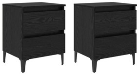 Mesas de Cama 2 pcs Carvalho Preto 40x35x50 cm Madeira Engenharia
