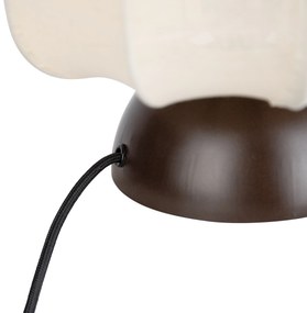 Candeeiro de Mesa Japandi Bronze Escuro com Abajur Bege - Nori Japandi