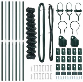 Conjunto de Postes de Cerca Verde 1.2 x 10 m Aço Galvanizado