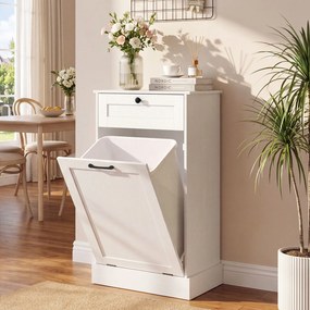 Armário para Roupa Suja, 52 x 33 x 90 cm, Saco Interior Removível, Branco