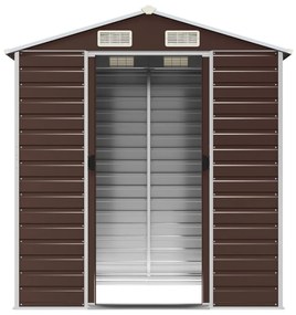 Abrigo de jardim 191x130x198 cm aço galvanizado castanho