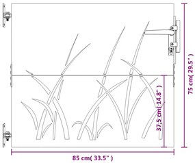 Portão de jardim 85x75 cm aço corten design erva