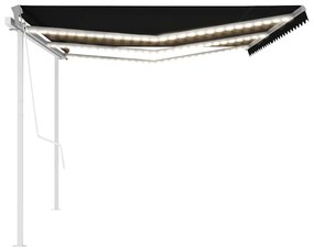 Toldo automático com LED e sensor de vento 6x3 m antracite
