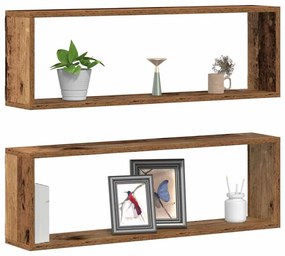 Conjunto de 2 Prateleiras de Parede vidaXL em Madeira Antiga 80x15x26