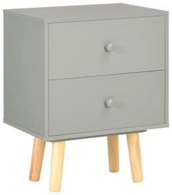 Mesas cabeceira 2 pcs 40x30x50cm madeira pinho maciça cinzento