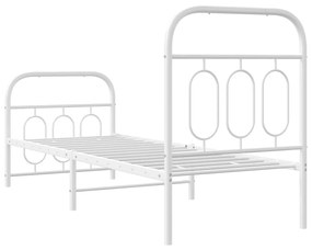 Estrutura de cama com cabeceira e pés 75x190 cm metal branco