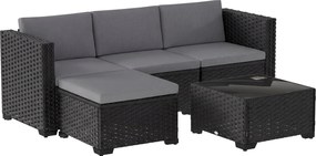 Outsunny Conjunto Modular de Vime 5 peças com Almofadas Sofá de Canto Cinza | Aosom Portugal