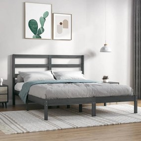 vidaXL Estrutura de cama 120x200 cm pinho maciço cinzento
