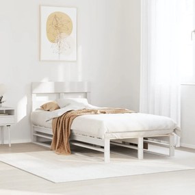 Cama sem colchão 90x200 cm madeira de pinho maciça branco