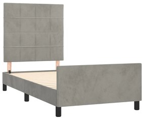 Estrutura de cama c/ cabeceira 100x200 cm veludo cinzento-claro