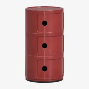 Pack De 2 Mesas De Cabeceira Ø30 Cm Com Prateleiras Babel Vinho Tinto & 3 Gavetas - Sklum
