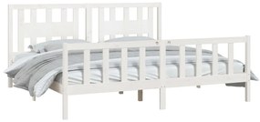 Estrutura de cama com cabeceira 200x200 cm pinho maciço branco
