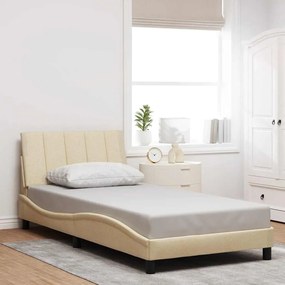 vidaXL Estrutura de cama sem colchão 100x200 cm tecido cor creme