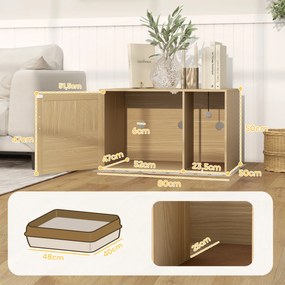 Móvel Caixa de Areia  80x50x50 cm (CAIXA PLASTICA NÃO INCLUIDA) para Gatos Caixa de Areia para Gatos com Tapete de Arranhar e Porta de Vime Branco