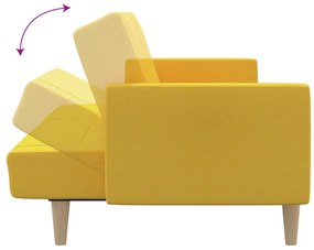 Sofá-cama de 2 lugares tecido amarelo
