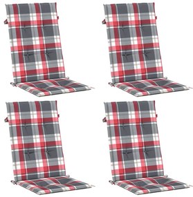 Almofadões cadeiras altas de jardim 4pcs tecido xadrez vermelho