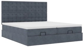 Estrutura cama otomana colchões 180x200 cm cinzento escuro